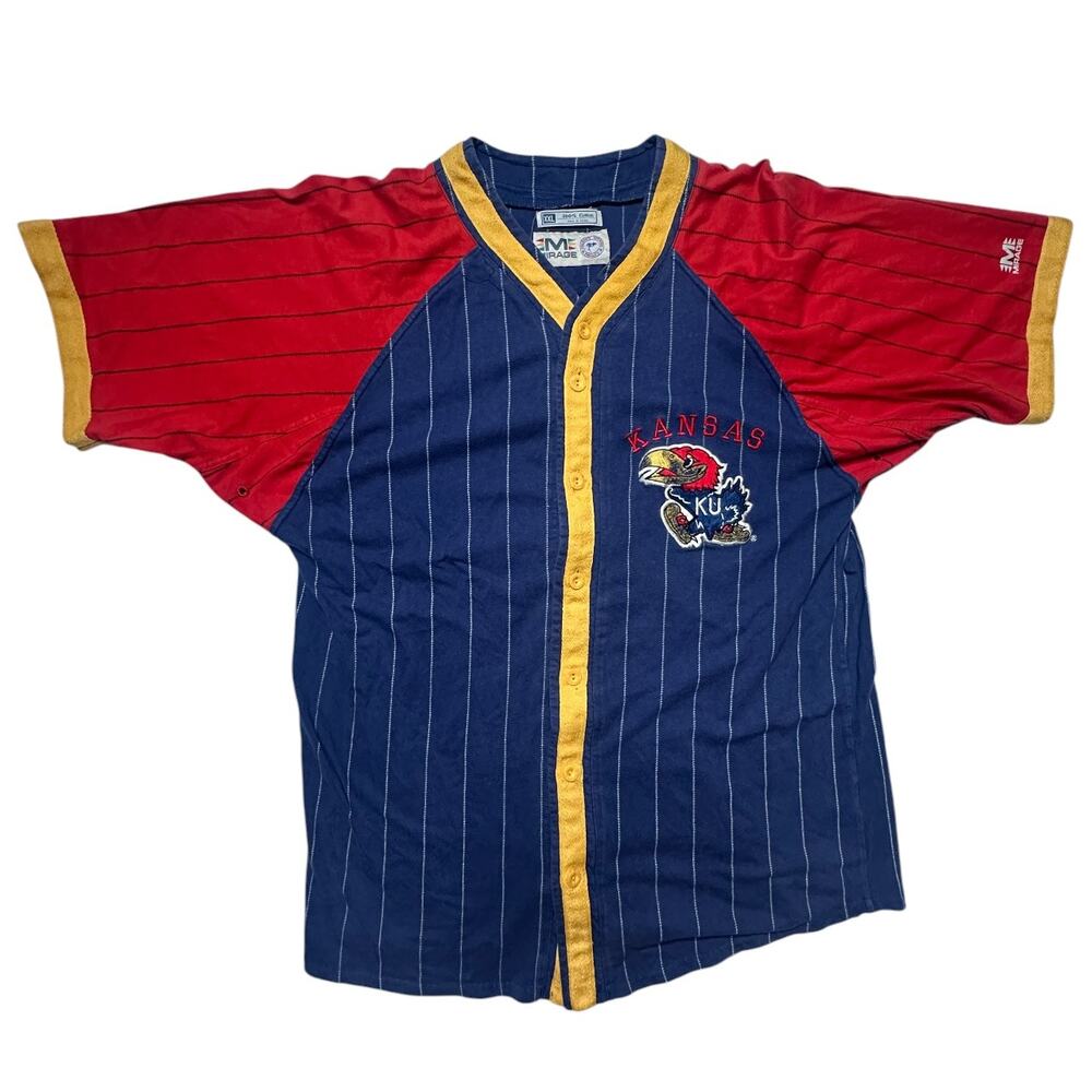 Vintage 90's Kansas University Cocklin Jayhawks Button Down Jersey Size XL